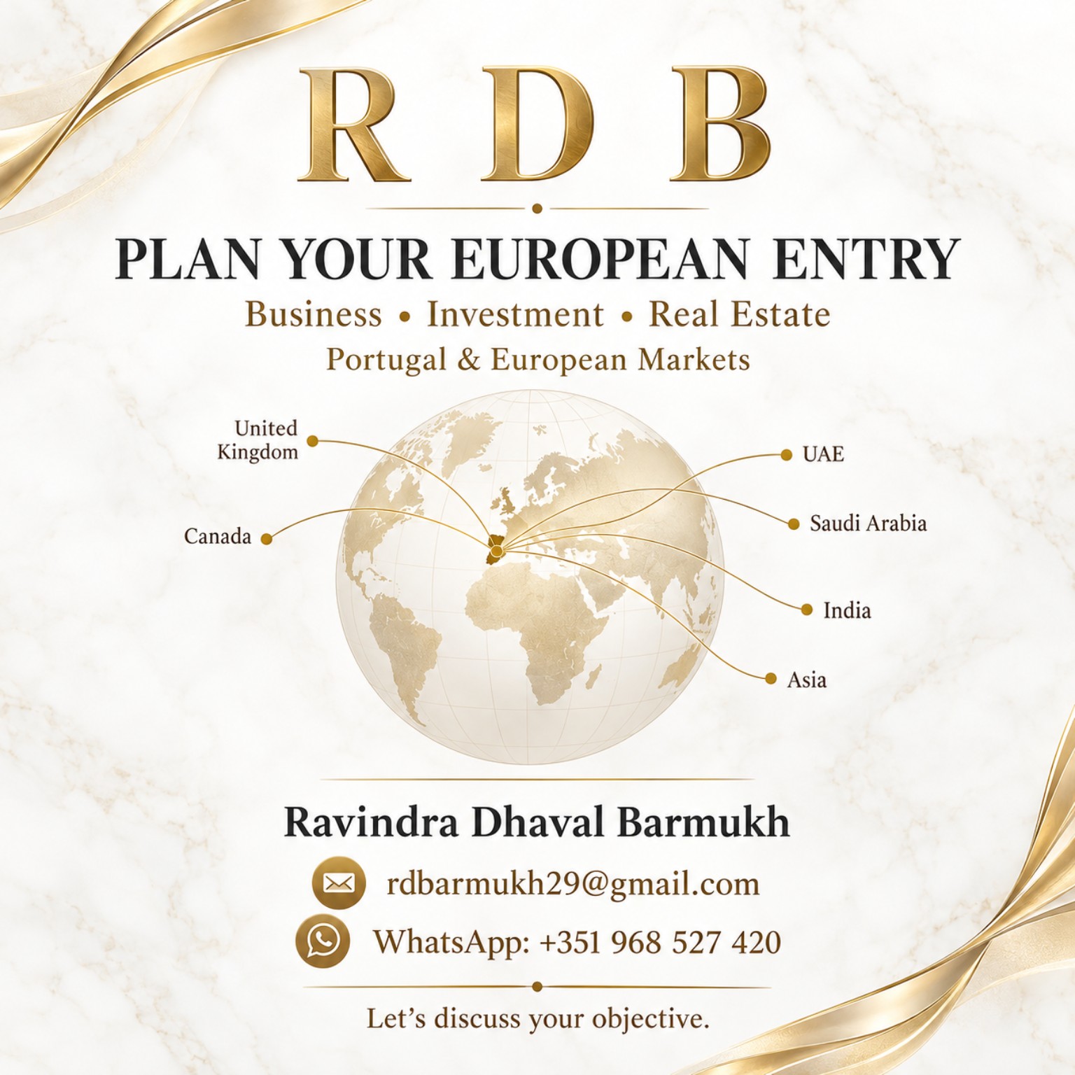 RDB plan your European entry graphic showing Portugal and global connections
